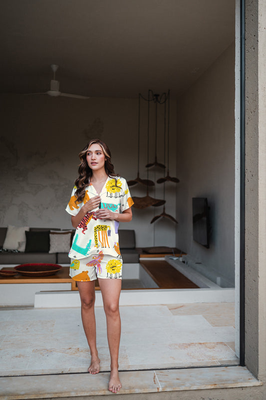 ANIMALES DE LA SELVA CAMISA MANGA CORTA Y SHORT