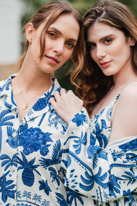 BALI AZUL CAMISA MANGA LARGA Y PANTALON