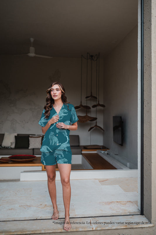 JAGUAR AZUL CAMISA MANGA CORTA Y SHORT.