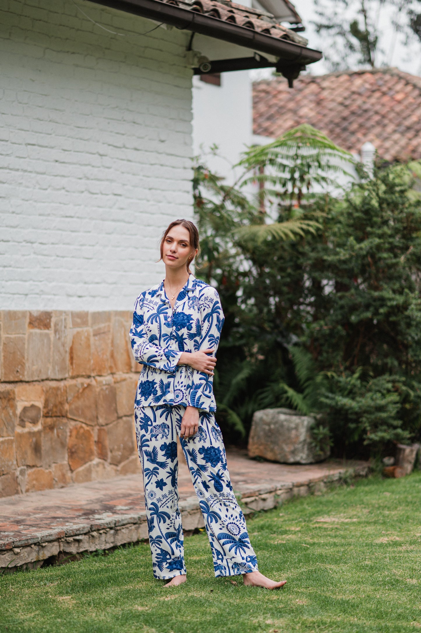 BALI AZUL CAMISA MANGA LARGA Y PANTALON