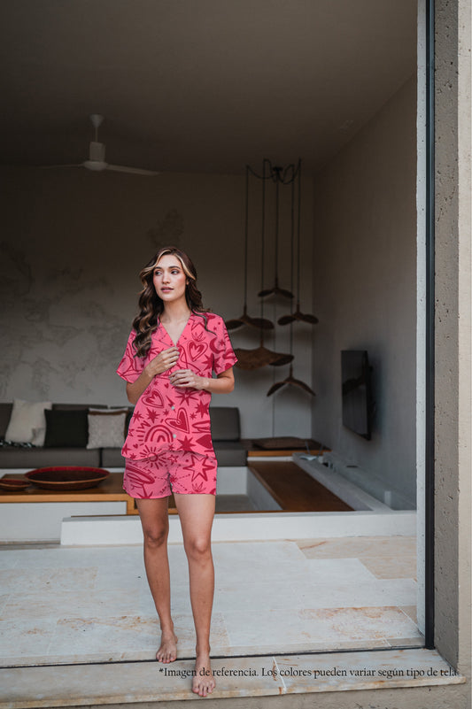 MAGIC LOVE PINK CAMISA MANGA CORTA Y SHORT