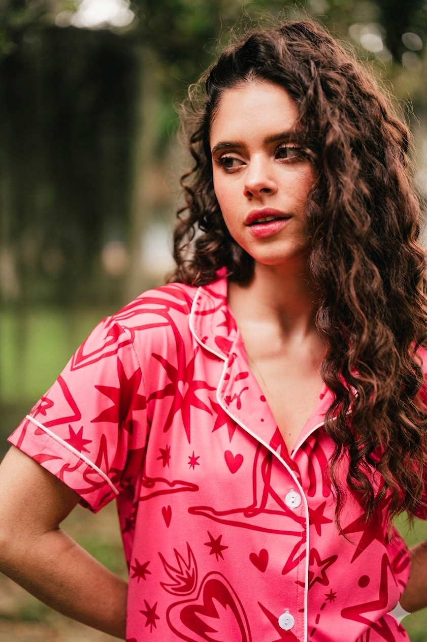 MAGIC LOVE PINK CAMISA MANGA CORTA Y SHORT