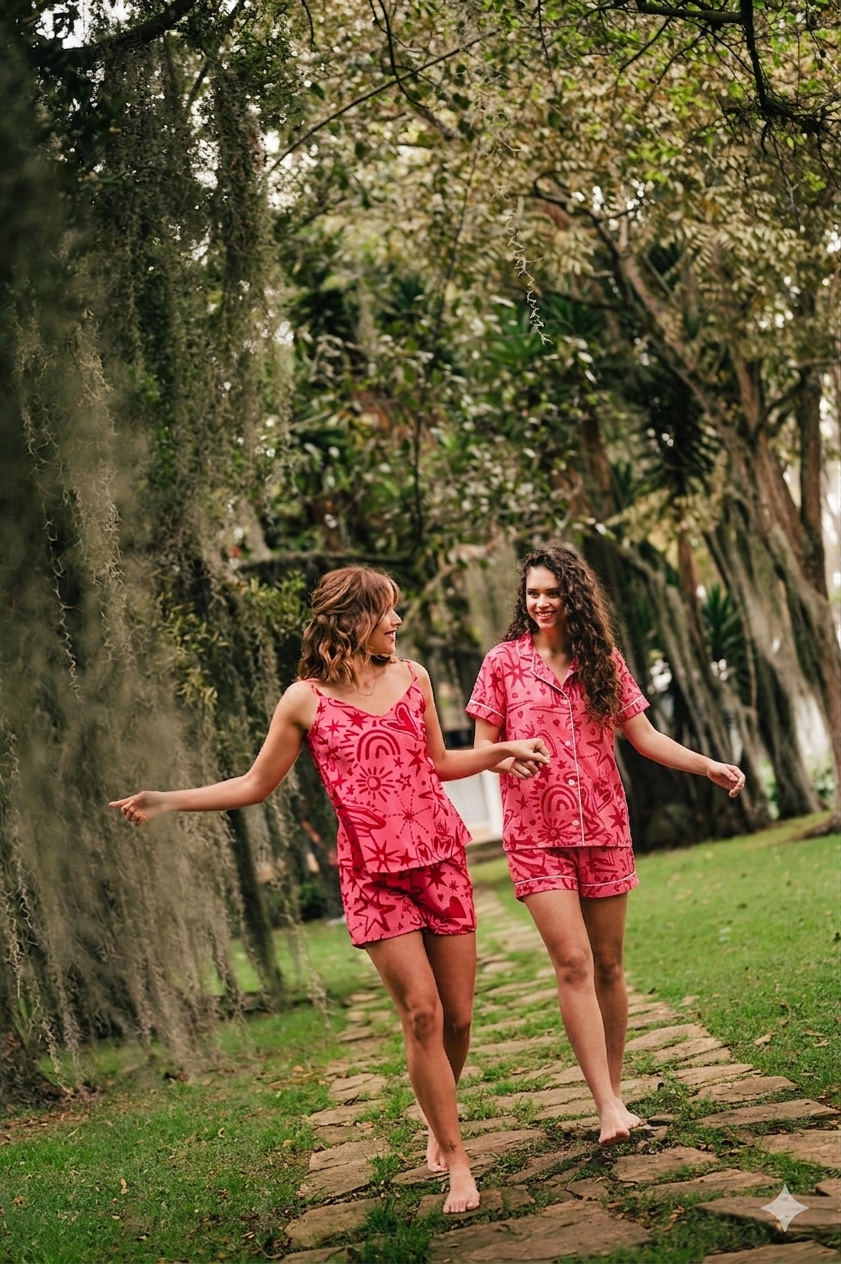 MAGIC LOVE PINK CAMISA MANGA CORTA Y SHORT