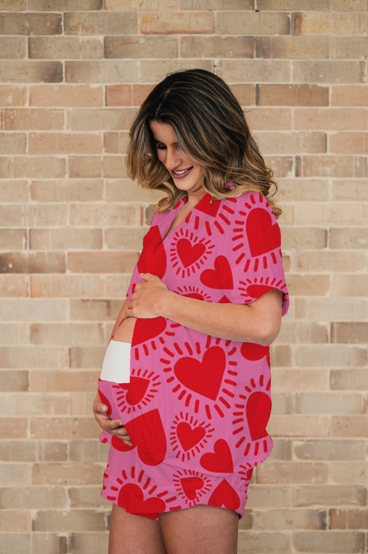 AMOR FUCSIA - CAMISA MANGA CORTA Y SHORT MATERNIDAD