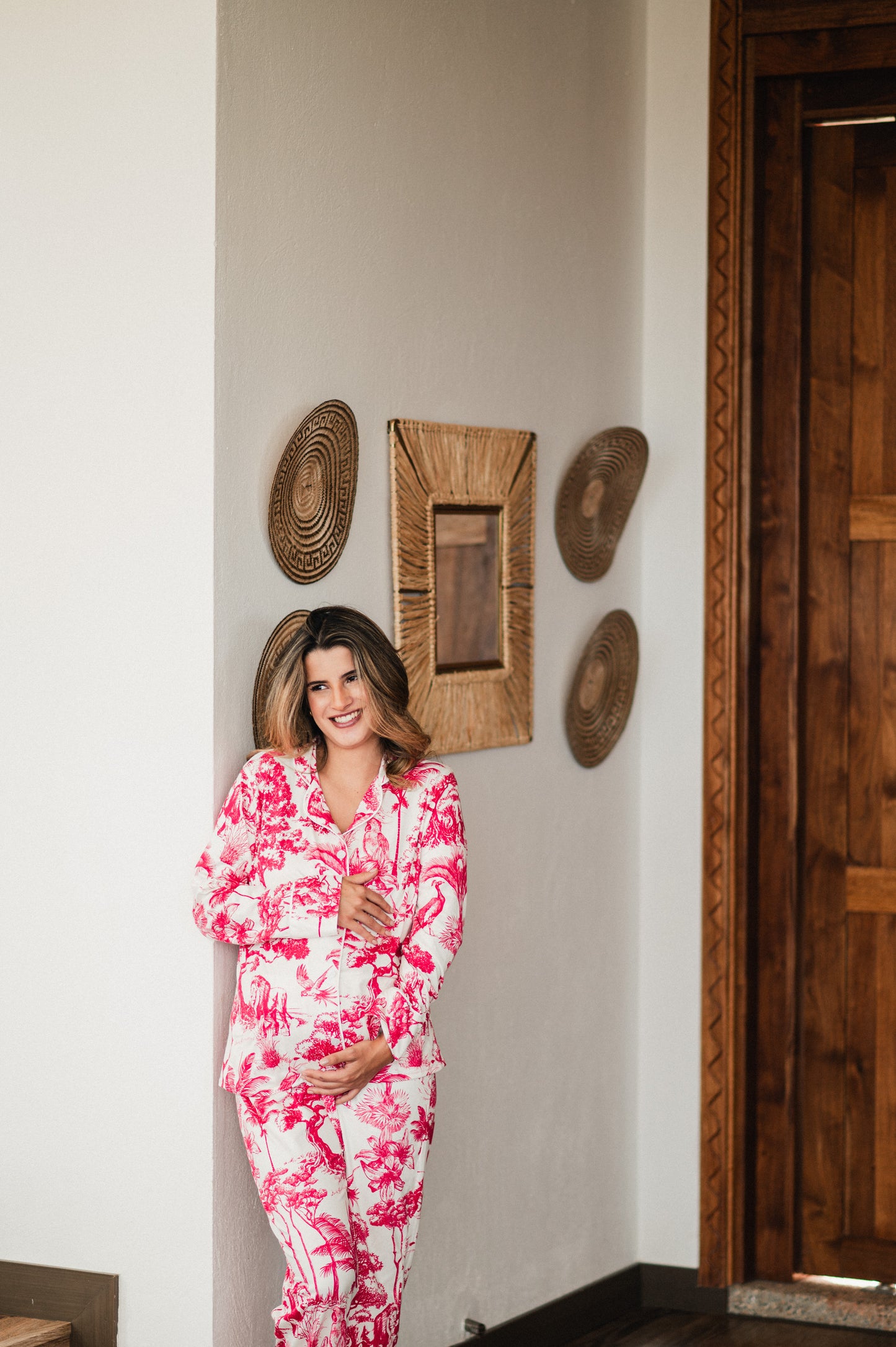 SELVA AFRICANA ROSA - CAMISA MANGA CORTA Y SHORT MATERNIDAD